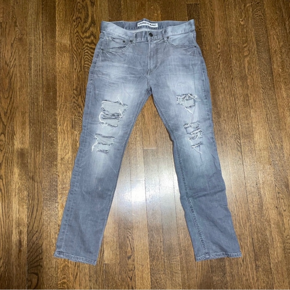 Express Grey Rocco Slim Jeans 33 X 30